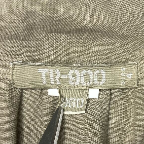 Transit Par-Such Green V-Neck Above Knee Button Front Long Sleeve Dress Size 4 - Picture 10 of 16